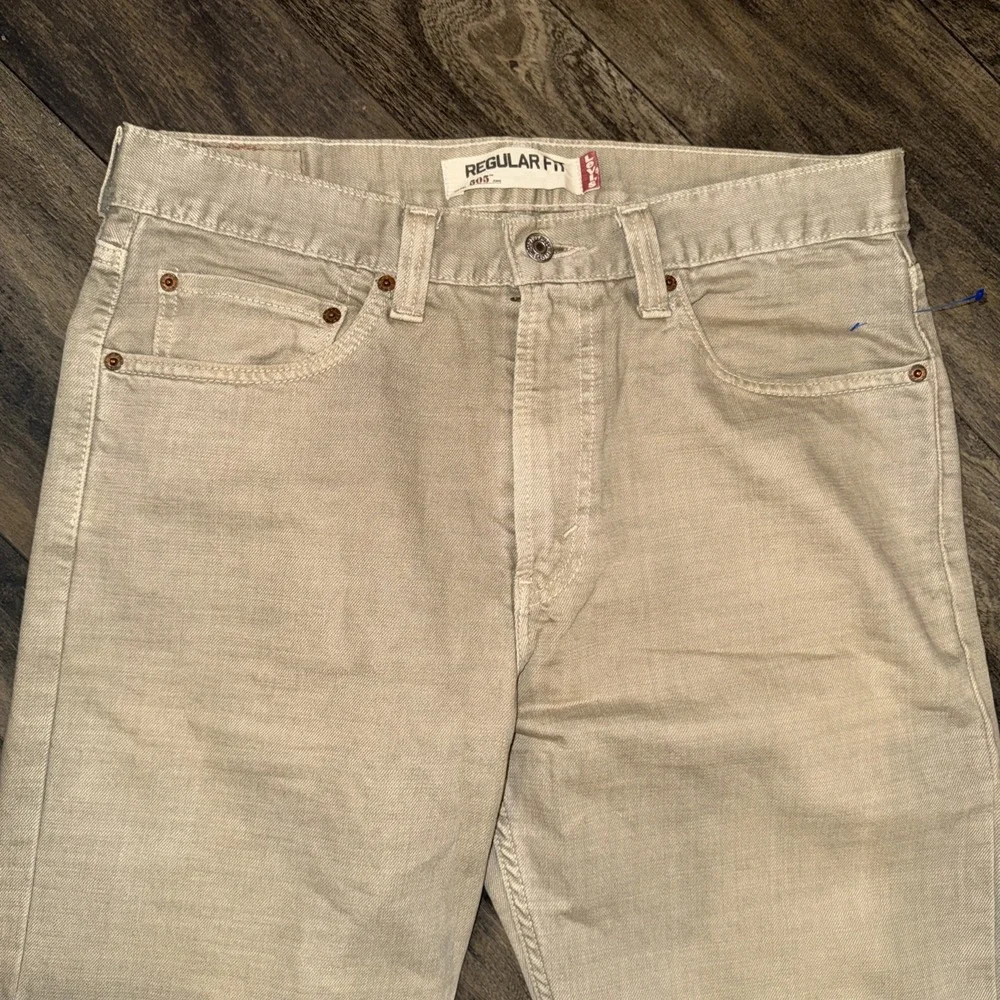 Vintage Levi's 505 Regular Fit Straight Leg Beige Men's Size 33x32 Denim Y2K